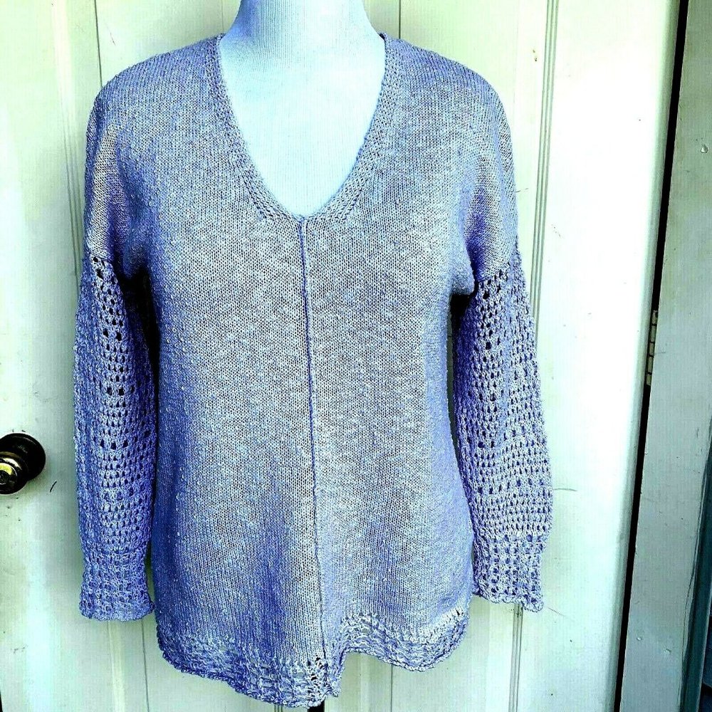 Lucky Brand lavender cotton blend v-neck sweater